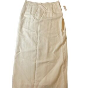 NWT Talbots Linen Blend Maxi Skirt Cream Size 14 Classic Career
